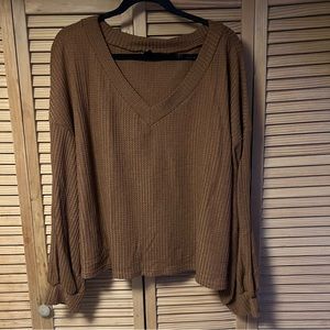 SHEIN Curve 4XL Brown Long Sleeve V-neck